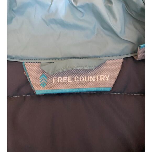 Free Country Woman’s Puffer Coat Medium Blue Zip Up With Pockets - Picture 3 of 8
